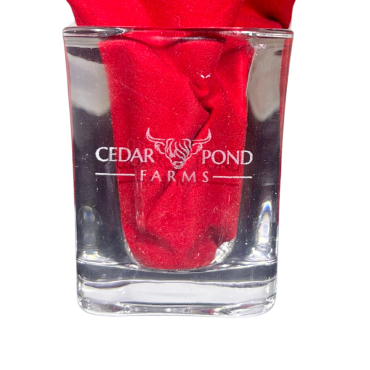 Cedar Pond Farms Shot Glass at the Cedar Pond Farms gift shop — our fluffy Highland cow farm just outside the Smoky Mountains.