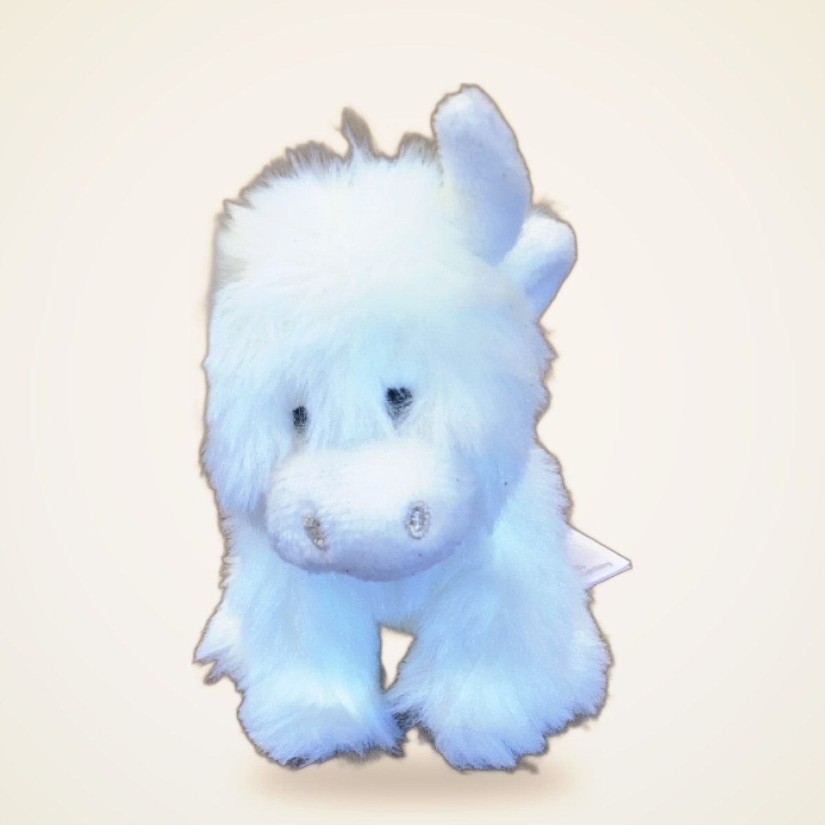 TINY COW from the STUFFIES shelf at the Cedar Pond Farms gift shop — our fluffy Highland cow farm just outside the Smoky Mountains.