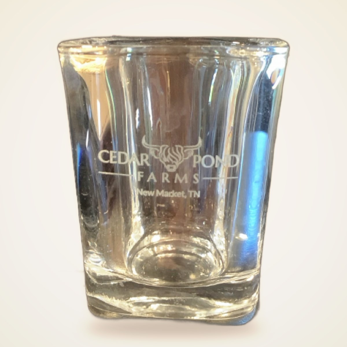 SHOT GLASSES from the DRINKWARE shelf at the Cedar Pond Farms gift shop — our fluffy Highland cow farm just outside the Smoky Mountains.