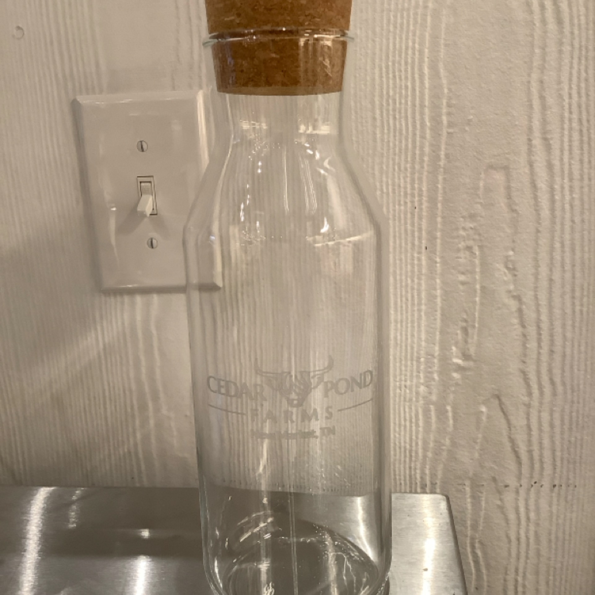 Glass Bottle With Cork at the Cedar Pond Farms gift shop — our fluffy Highland cow farm just outside the Smoky Mountains.