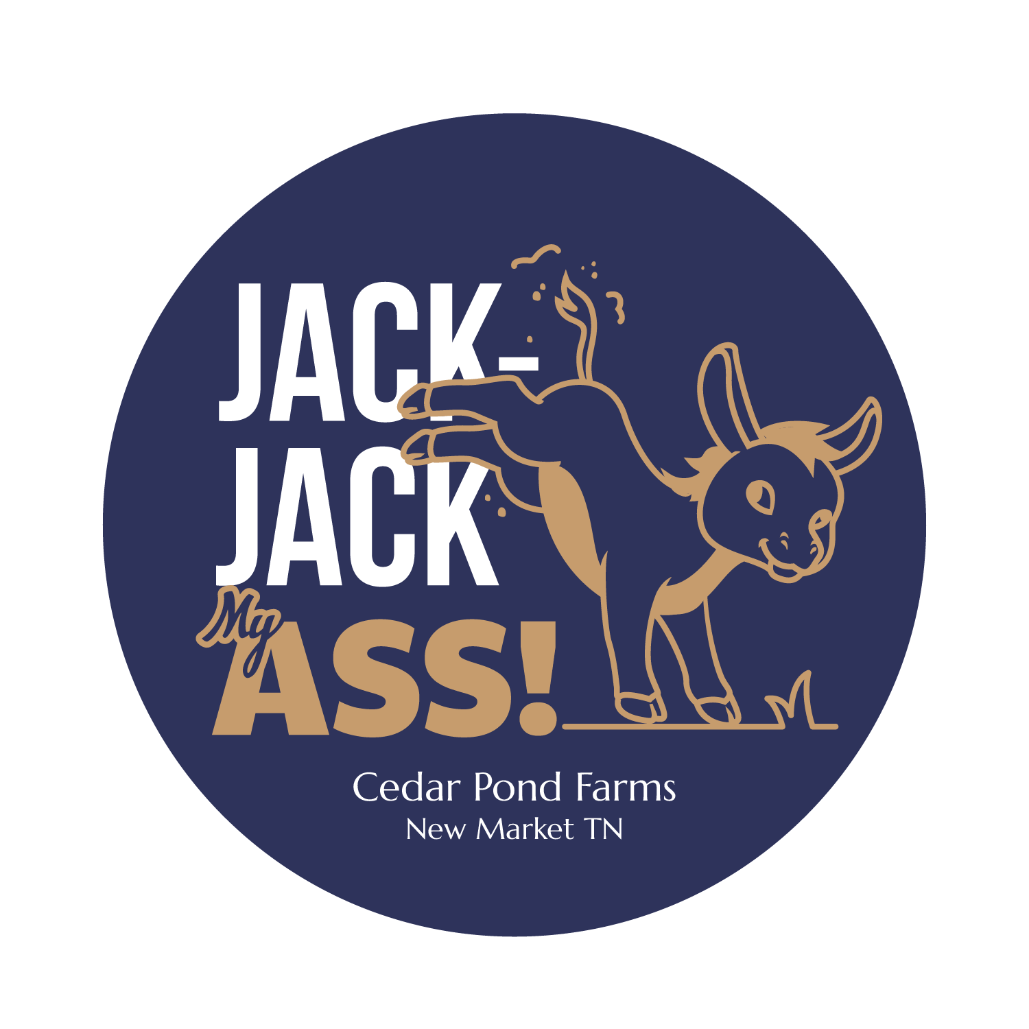 JACK JACK My ASS! from the STICKERS shelf at the Cedar Pond Farms gift shop — our fluffy Highland cow farm just outside the Smoky Mountains.
