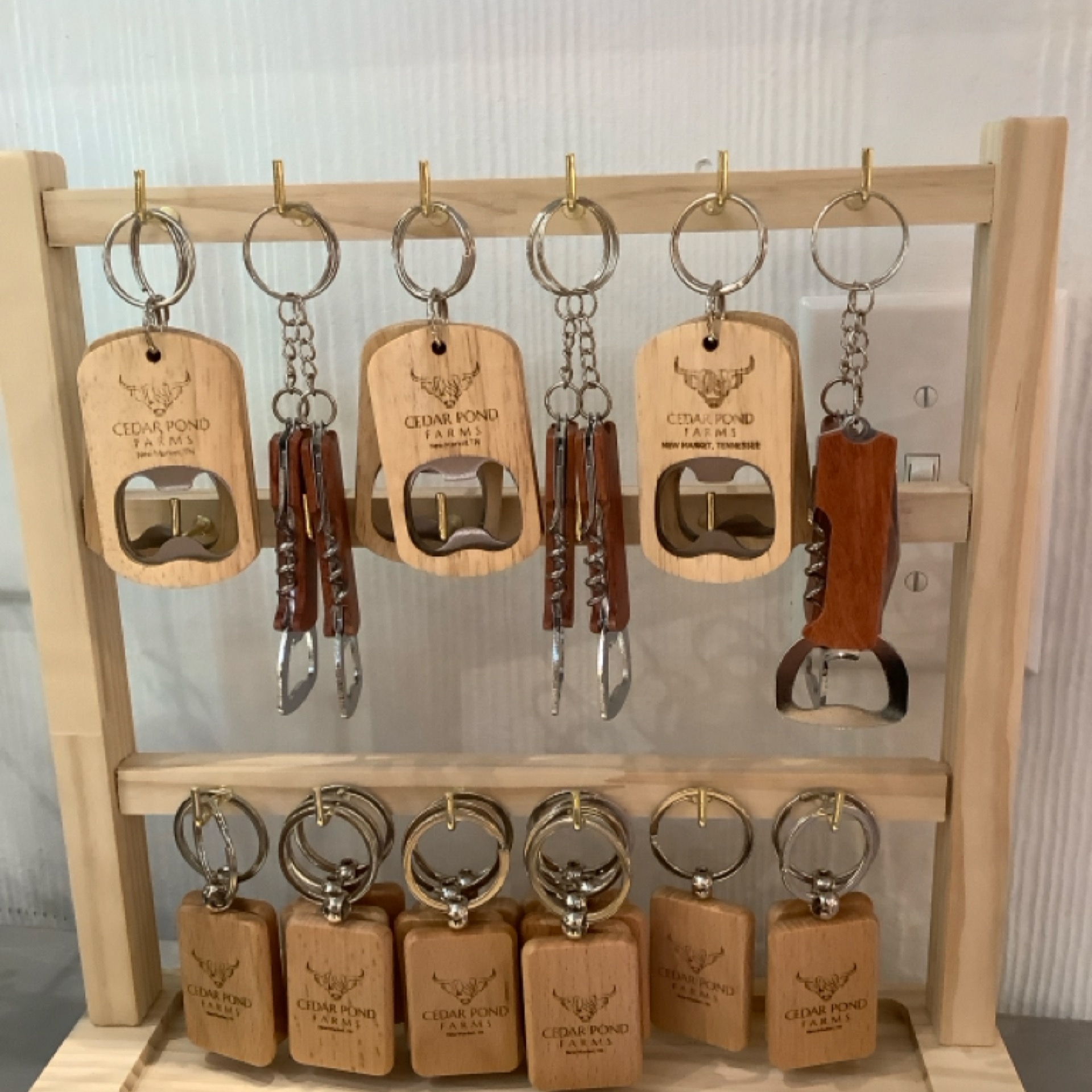 KEYCHAINS — Rectangle Keychain from the ORNAMENTS & KEYCHAINS shelf at the Cedar Pond Farms gift shop — our fluffy Highland cow farm just outside the Smoky Mountains.