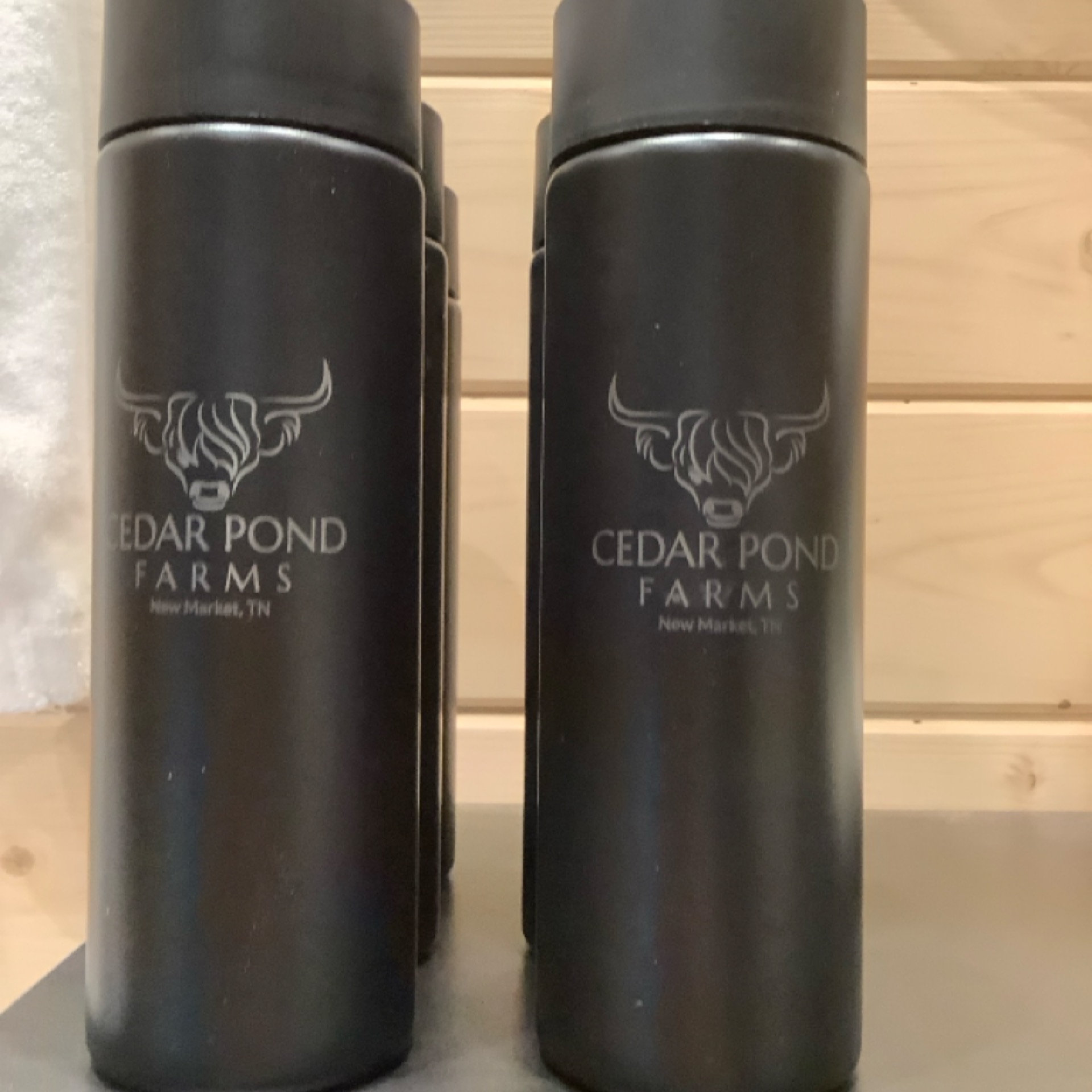 Black Metal Insulated Bottle at the Cedar Pond Farms gift shop — our fluffy Highland cow farm just outside the Smoky Mountains.