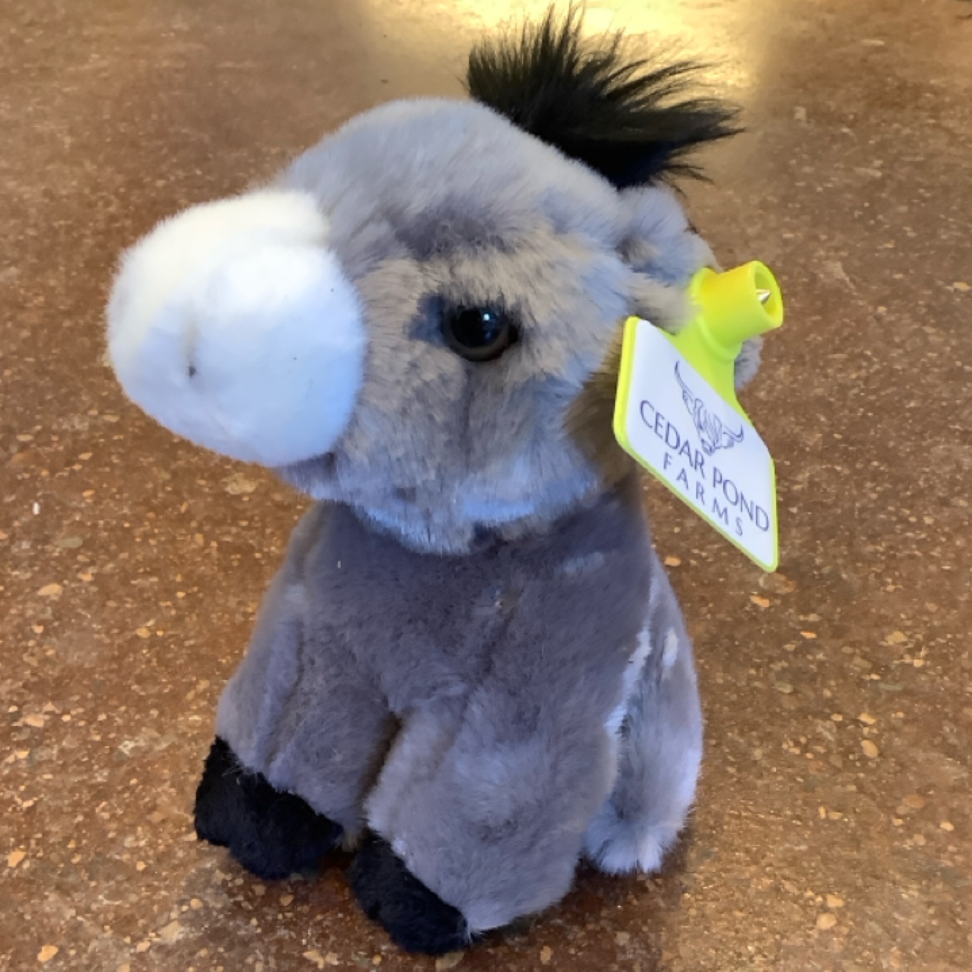 TINY DONKEY from the STUFFIES shelf at the Cedar Pond Farms gift shop — our fluffy Highland cow farm just outside the Smoky Mountains.