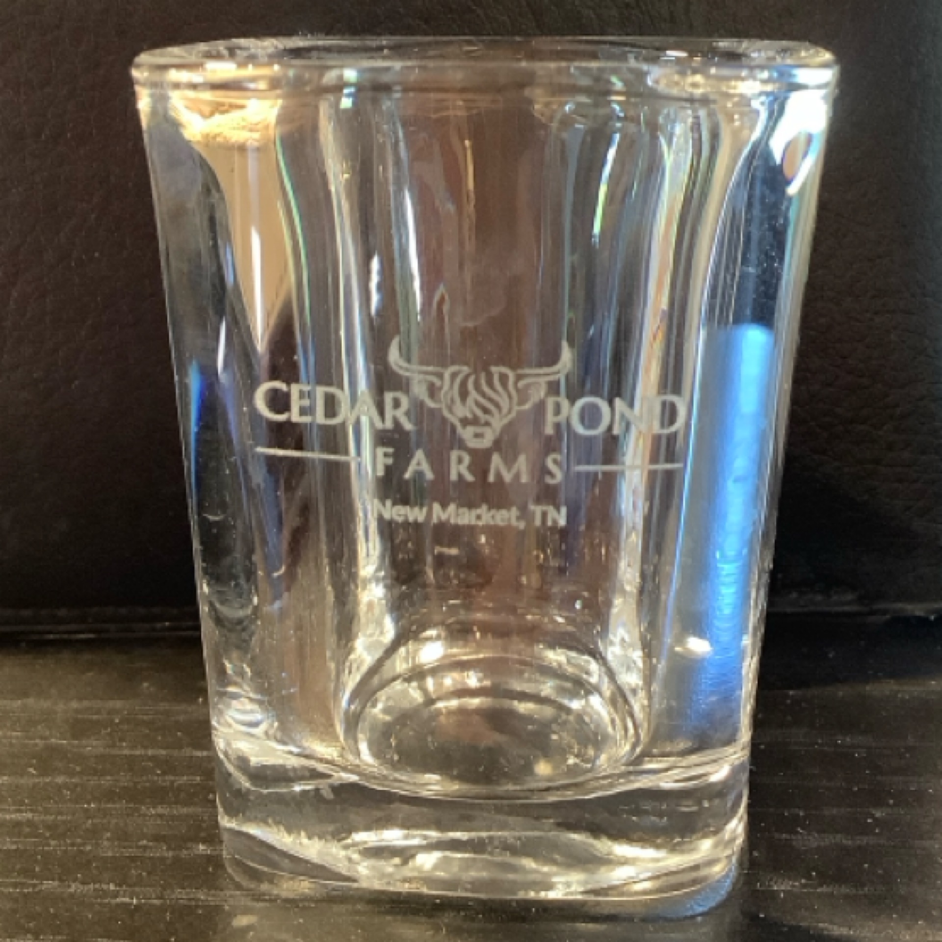 SHOT GLASSES in the Cedar Pond Farms gift shop, a few steps from the Scottish Highland herd.