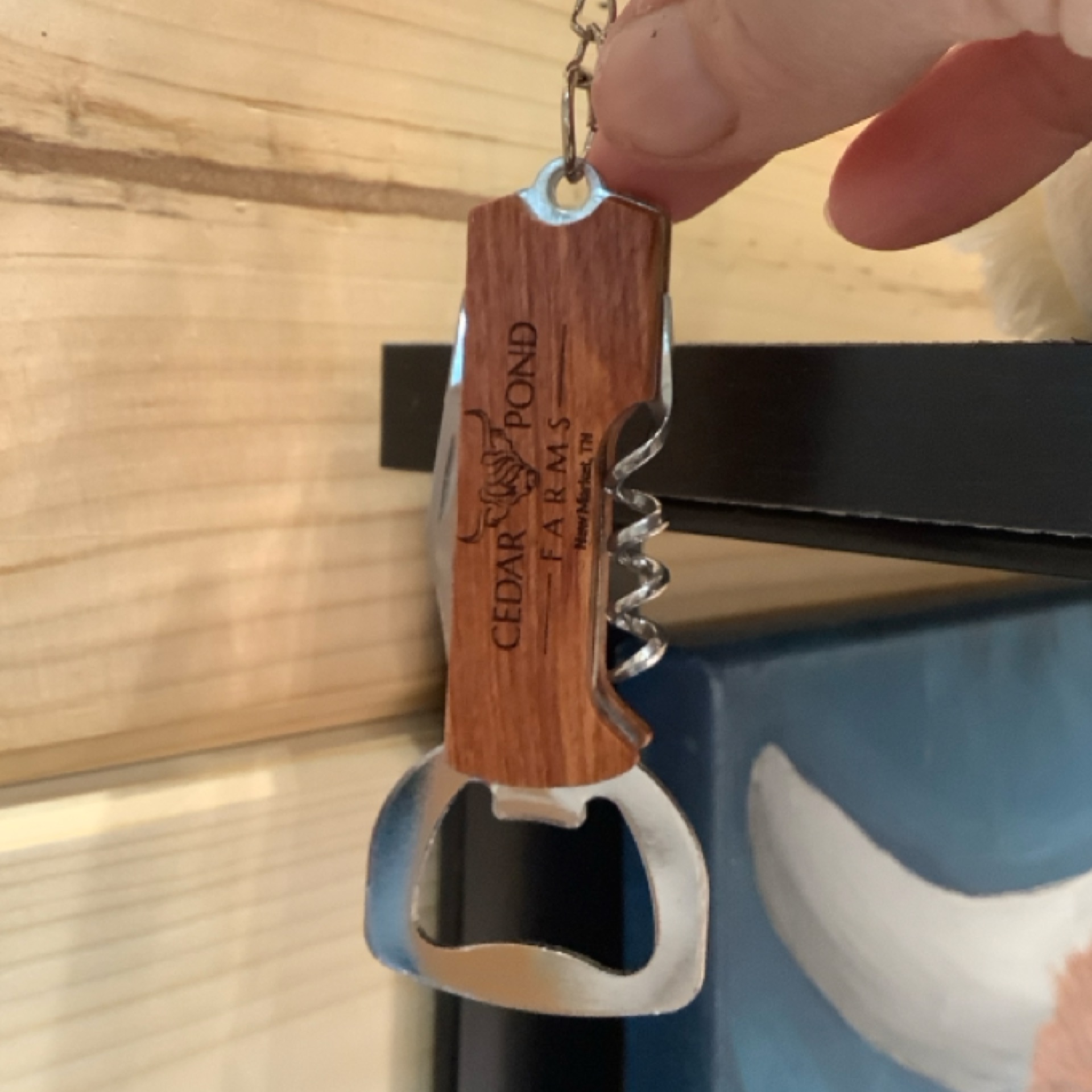 Wine Key Keychain at the Cedar Pond Farms gift shop — our fluffy Highland cow farm just outside the Smoky Mountains.