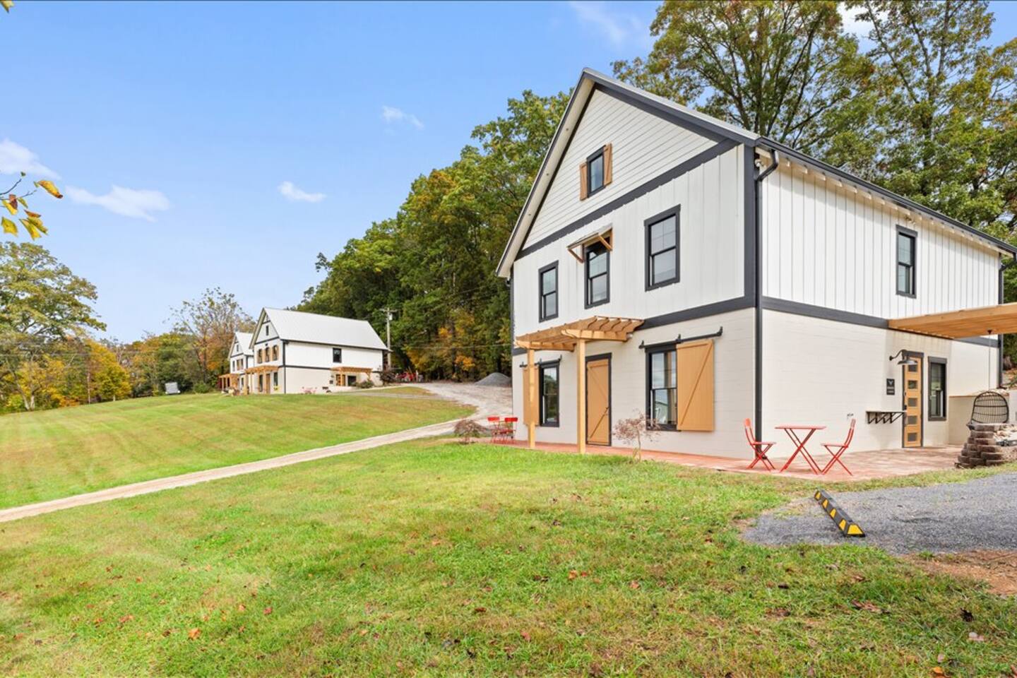Inside Barndo 1B · Three-bedroom house, a three-bedroom barndominium at Cedar Pond Farms — our fluffy Highland cow farm just outside the Smoky Mountains.